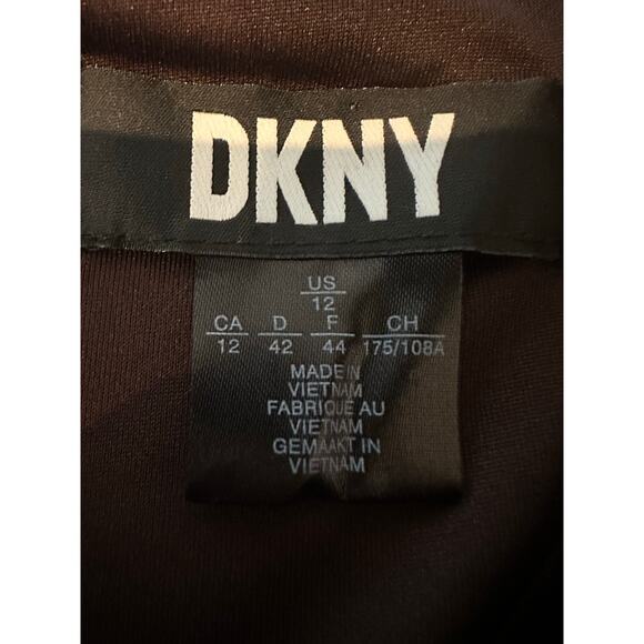 DKNY Women's Velvet Faux Wrap Midi Dress - Brown - Size 12 Elegant Style - Picture 6 of 9